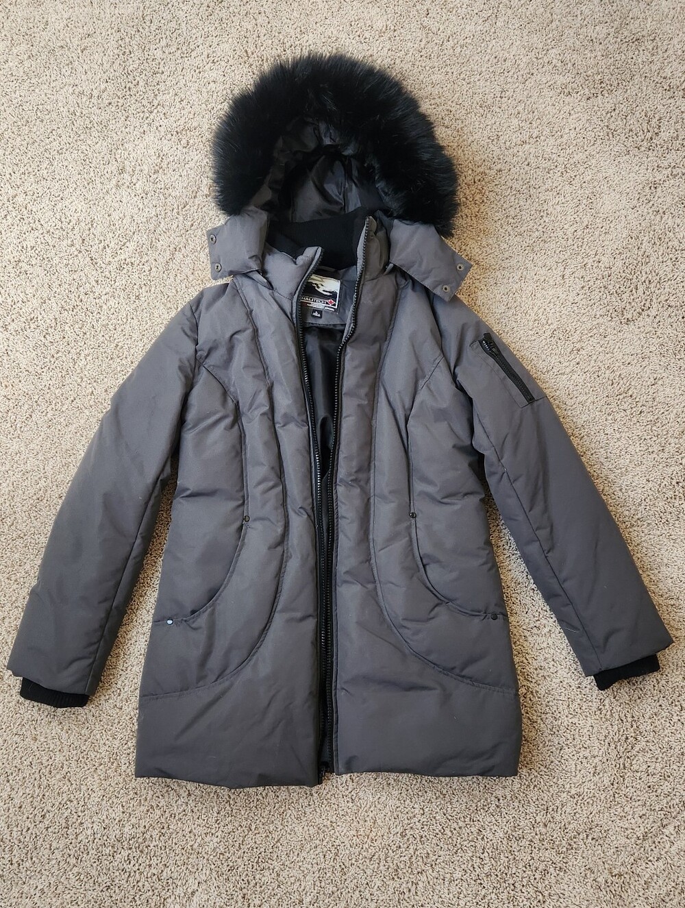 Halitech Grey Heavyweight Insulated Parka Jacket Size L